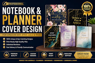do notebook cover design, journal cover, kdp cover design, kindle design