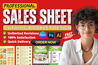 design premium sell sheet, sale flyer, lookbook, leaflet design, product catalog