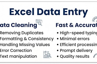 do excel data entry, pivot table, vlookup and data analysis