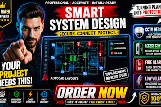 design cctv, access control, fire alarm, low voltage systems and autocad layouts