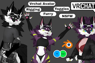 create custom furry vrchat avatar anime vrc character furry nsfw vrchat 3d model