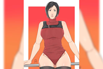 draw 2d digital illustration of original character or fanart