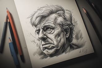 draw a hedcut wsj portrait style from photo