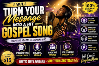 write gospel songs, record soulful vocals and produce worship backing tracks