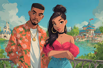 do cute disney cartoon portrait