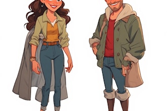 create couple portrait illustration
