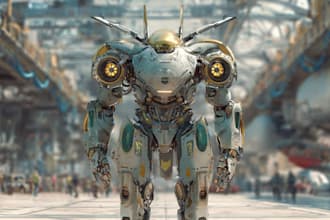 draw amazing character mecha robot illustration