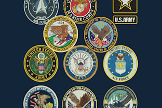 create hand drawn army, US military and police  logo