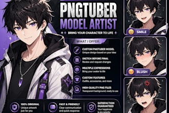 create pngtuber models sketch, pngtuber avatar with expressions and customs