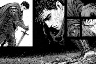 draw manga page custom dark berserk style