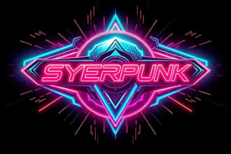 design futuristic cyberpunk logo or typography for you