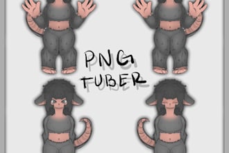 draw custom png tuber art for vtuber twitch stream