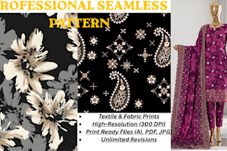 design professional seamless patterns for textile and apparel industry