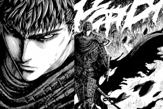 manga page custom dark berserk style art in high quality