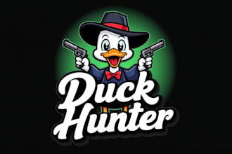 create beautiful duck hunter logo  with unlimited revision