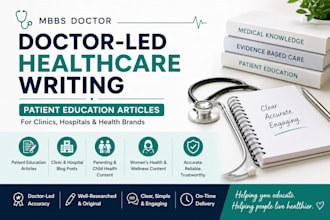 write patient education articles for clinics and healthcare brands