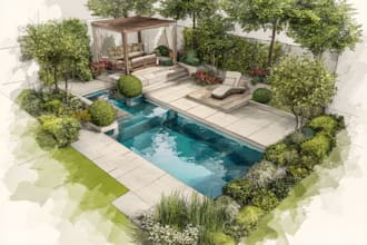 do backyard landscape design, pool, patio, lawn and landscape garden design