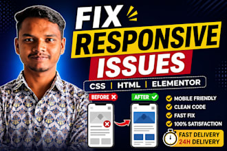 fix responsive issues in wordpress, shopify, HTML CSS website