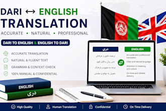 translate english to dari manually and professional