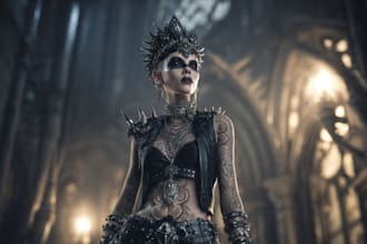 make a gothic punk c character illustration