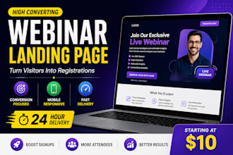 design high converting webinar landing page for lead generation