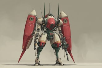make amazing character mecha robot illustration