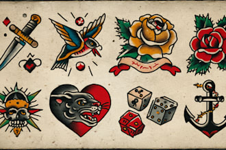 draw traditional tattoo style artwork
