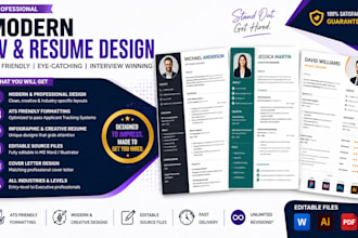 design modern cv, resume design, infographic resume, ats friendly professional c