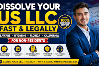 dissolve US llc in wyoming, delaware, florida, california for non residents