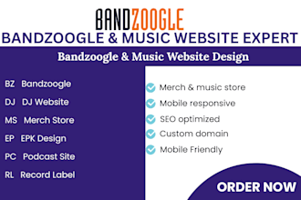 design your bandzoogle website, band website, dj website or music artist website