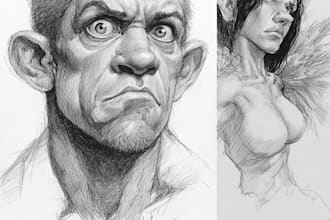 draw cinematic portrait or dramatic caricature artwork