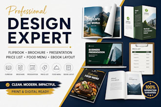 make flipbook, brochure, presentation, price list, food menu, ebook layout