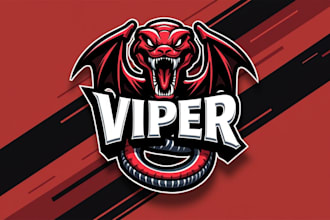 design super red viper mascot logo with express delivery