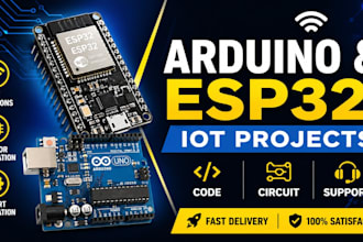 develop arduino and esp32 iot projects with code, circuit and support
