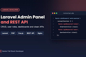 build a laravel admin panel, dashboard and rest API for your web app