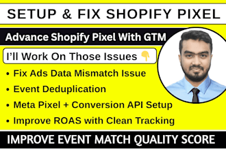 setup or fix shopify meta pixel conversion API, server side tracking with GTM