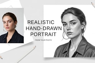 draw realist hand drawn portrait from your photo for gift and memories