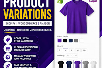 create product variation on shopify, woocommerce, amazon