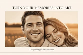 turn your photo into realistic digital portrait for gift, branding, social media