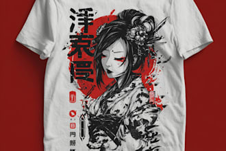 do a japanese t shirt illustration