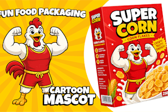 create fun food packaging with custom cartoon mascot