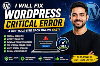 fix wordpress critical error website down or server issues