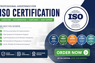 assist you in obtaining iso 9001, 14001, 45001, 50001, 27001 certification