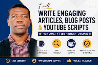 write engaging SEO blog posts, articles and youtube scripts