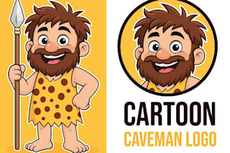 make cartoon mascot caveman food logo
