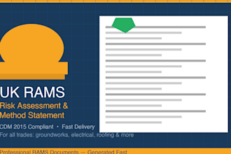 write a fully compliant UK rams risk assessment and method statement
