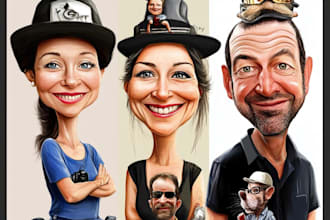 draw flat style portrait or modern caricature illustration