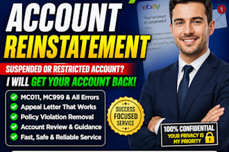 reinstate your ebay account for mc011, mc999, vero suspensions and ebay appeal