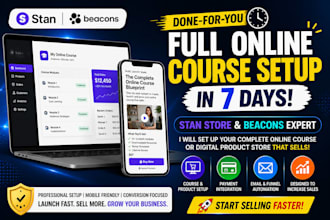 setup your complete online course digital product on stan store beacon in 7 days