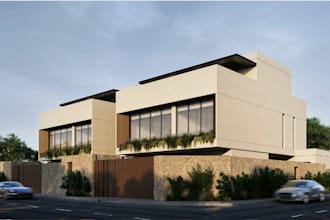 modern minimalist interior, exterior rendering, cgi architecture luxury building
